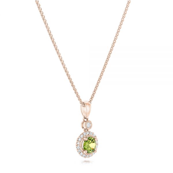14k Rose Gold 14k Rose Gold Demantoid And Diamond Pendant - Flat View - 102631
