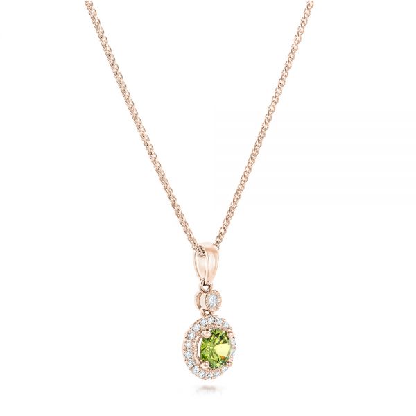 14k Rose Gold 14k Rose Gold Demantoid And Diamond Pendant - Flat View -  102631