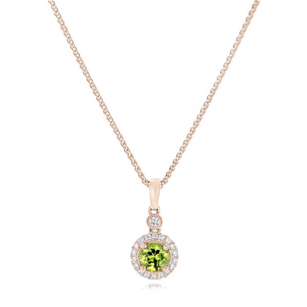 14k Rose Gold 14k Rose Gold Demantoid And Diamond Pendant - Three-Quarter View -  102631