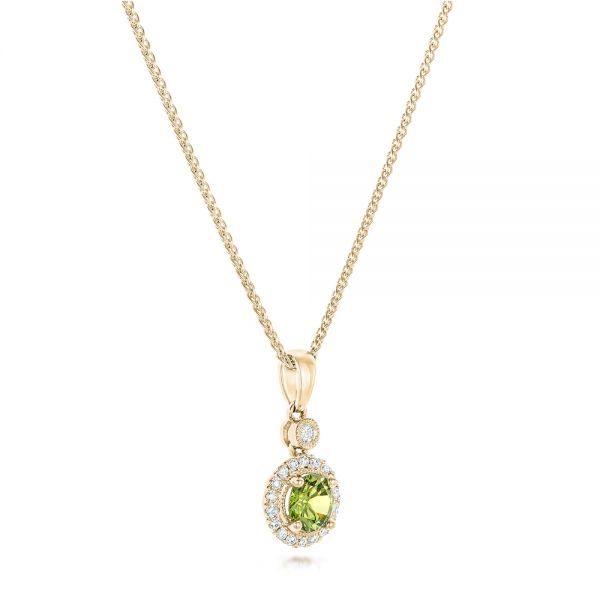 14k Yellow Gold 14k Yellow Gold Demantoid And Diamond Pendant - Flat View -  102631