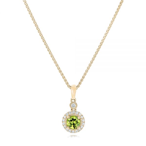 14k Yellow Gold 14k Yellow Gold Demantoid And Diamond Pendant - Three-Quarter View -  102631