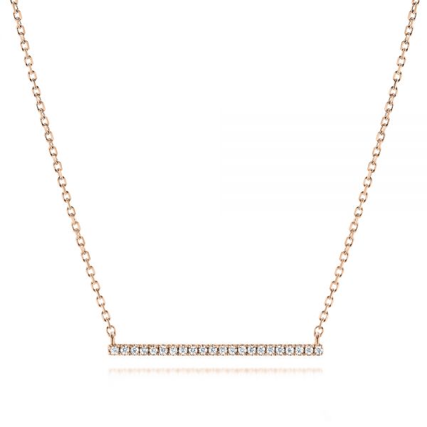 18k Rose Gold 18k Rose Gold Diamond Bar Necklace - Three-Quarter View - 106290