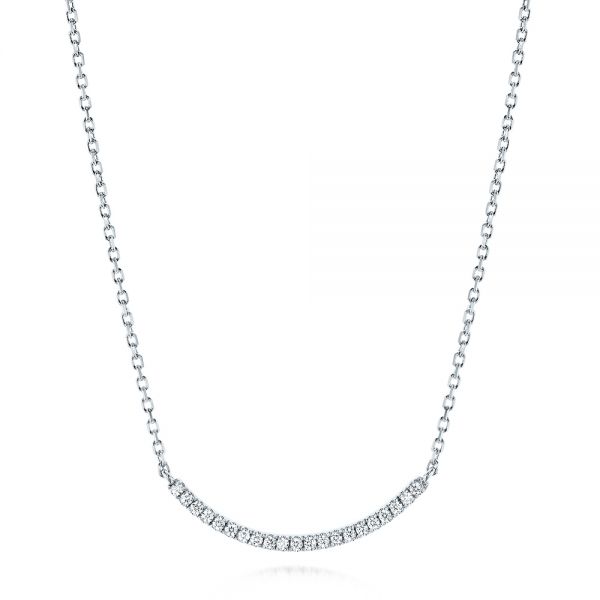 14k White Gold Diamond Bar Necklace - Three-Quarter View -  106291