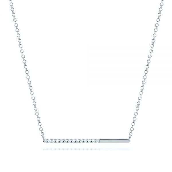 18k White Gold 18k White Gold Diamond Bar Necklace - Three-Quarter View -  107091