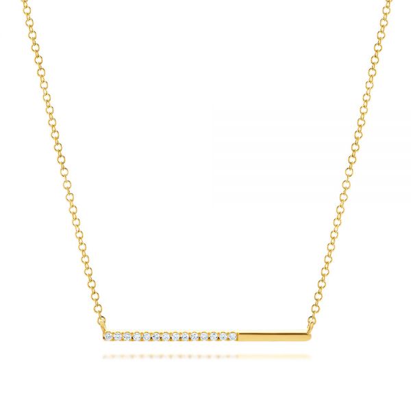 14k Yellow Gold 14k Yellow Gold Diamond Bar Necklace - Three-Quarter View -  107091