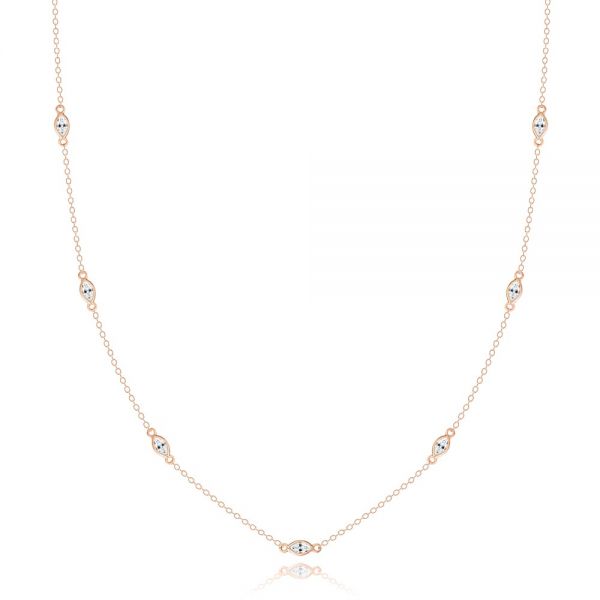 18k Rose Gold 18k Rose Gold Diamond Bezel Necklace - Three-Quarter View -  107180