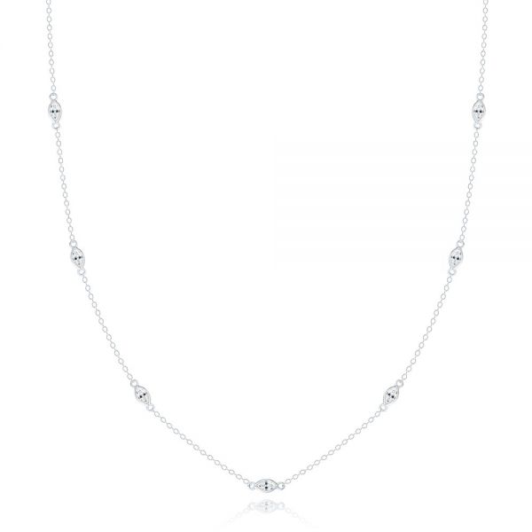 14k White Gold 14k White Gold Diamond Bezel Necklace - Three-Quarter View -  107180