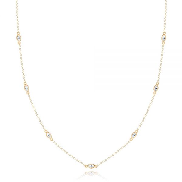 14k Yellow Gold 14k Yellow Gold Diamond Bezel Necklace - Three-Quarter View -  107180