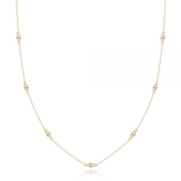 18k Yellow Gold 18k Yellow Gold Diamond Bezel Necklace - Three-Quarter View -  107180