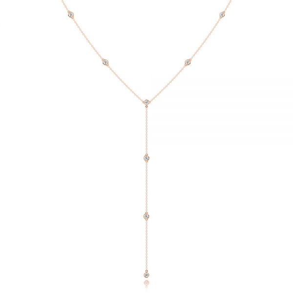 Diamond Bezel Set Y-drop Necklace - Image