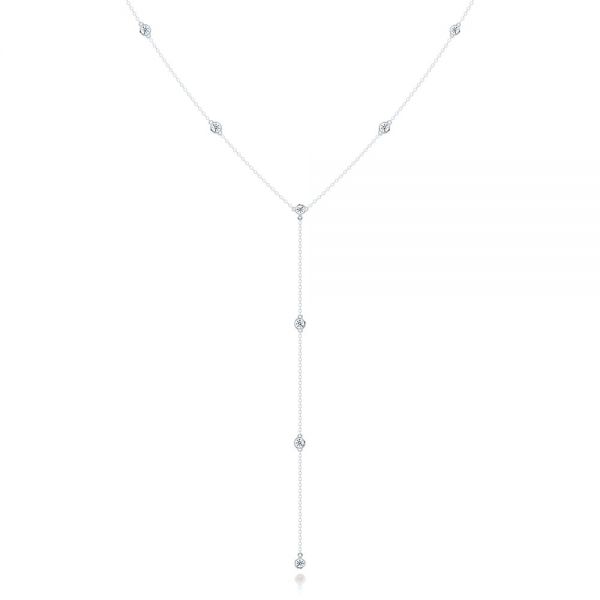  Platinum Platinum Diamond Bezel Set Y-drop Necklace - Three-Quarter View -  107176 - Thumbnail