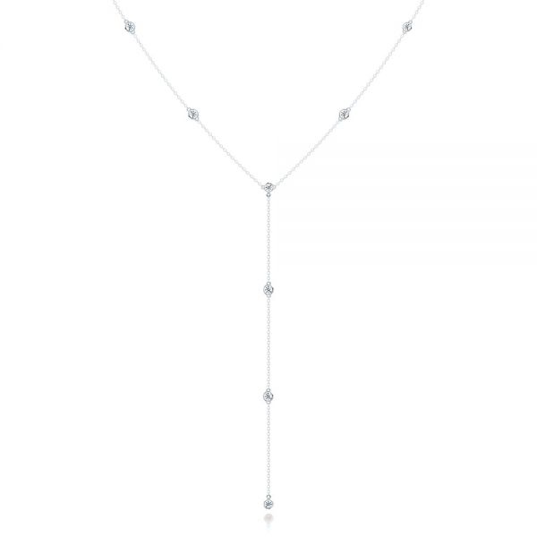 18k White Gold 18k White Gold Diamond Bezel Set Y-drop Necklace - Three-Quarter View -  107176 - Thumbnail