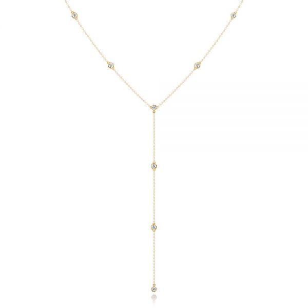 Diamond Bezel Set Y-drop Necklace - Image