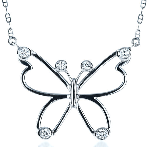 Diamond Butterfly Pendant - Flat View -  1321 - Thumbnail