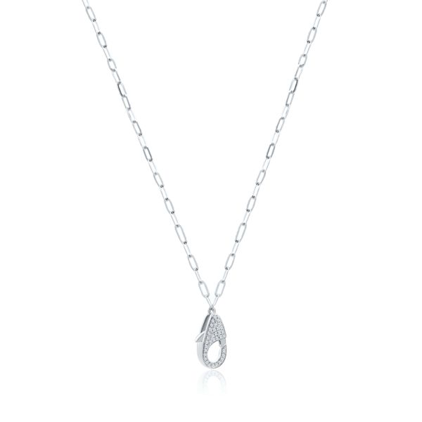 Platinum Platinum Diamond Charm Holder Necklace - Flat View - 107768