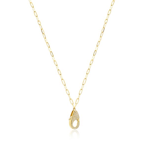 14k Yellow Gold Diamond Charm Holder Necklace - Flat View - 107768