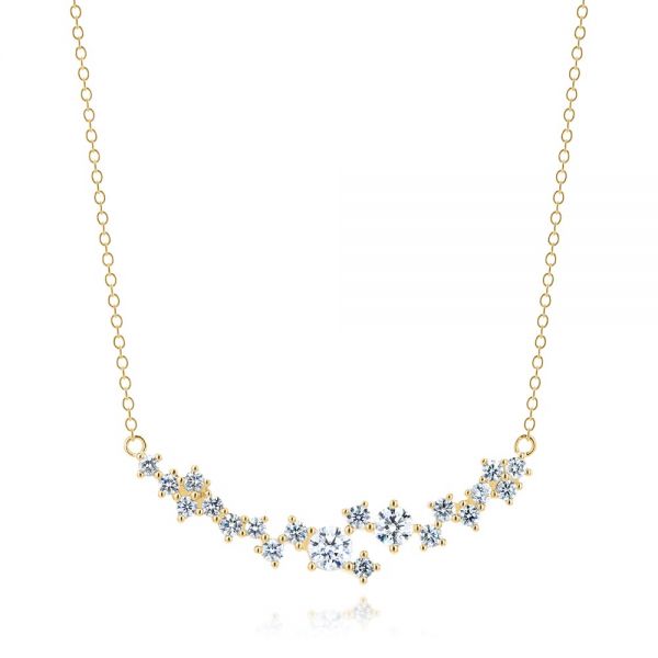 14k Yellow Gold 14k Yellow Gold Diamond Cluster Necklace - Three-Quarter View -  107184