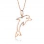 14k Rose Gold 14k Rose Gold Diamond Dolphin Pendant - Flat View -  1318 - Thumbnail