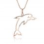 18k Rose Gold 18k Rose Gold Diamond Dolphin Pendant - Front View -  1318 - Thumbnail