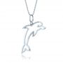 14k White Gold Diamond Dolphin Pendant - Flat View -  1318 - Thumbnail