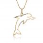 14k Yellow Gold 14k Yellow Gold Diamond Dolphin Pendant - Front View -  1318 - Thumbnail