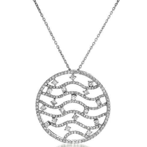 Diamond Filigree Pendant - Vanna K - Three-Quarter View -  1057 - Thumbnail