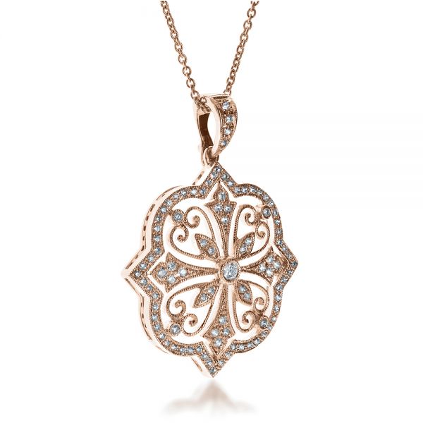 14k Rose Gold 0.34 CTW Diamond Lock Pendant Necklace - Sindur Style