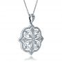 18k White Gold 18k White Gold Diamond Filigree Pendant - Flat View -  1234 - Thumbnail