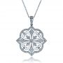 18k White Gold 18k White Gold Diamond Filigree Pendant - Front View -  1234 - Thumbnail