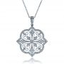 14k White Gold 14k White Gold Diamond Filigree Pendant - Front View -  1234 - Thumbnail