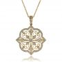 18k Yellow Gold 18k Yellow Gold Diamond Filigree Pendant - Front View -  1234 - Thumbnail