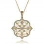 14k Yellow Gold 14k Yellow Gold Diamond Filigree Pendant - Front View -  1234 - Thumbnail