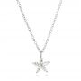 18k White Gold 18k White Gold Diamond Flower Necklace - Three-Quarter View -  106975 - Thumbnail