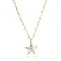 14k Yellow Gold 14k Yellow Gold Diamond Flower Necklace - Three-Quarter View -  106975 - Thumbnail