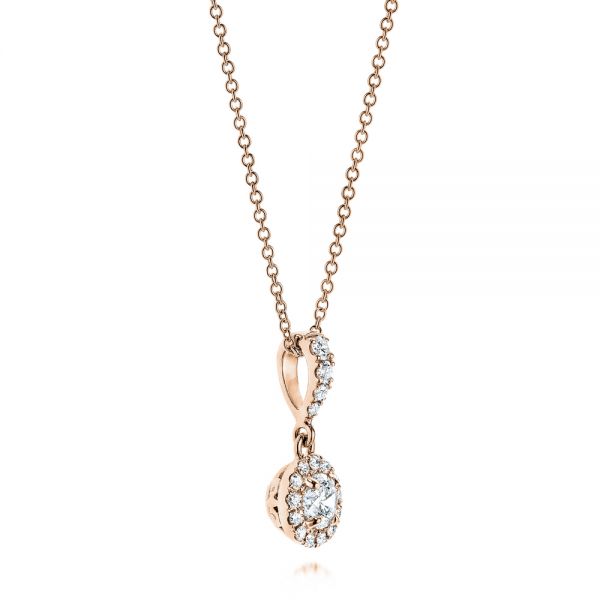 18k Rose Gold 18k Rose Gold Diamond Halo Drop Pendant - Flat View - 106340