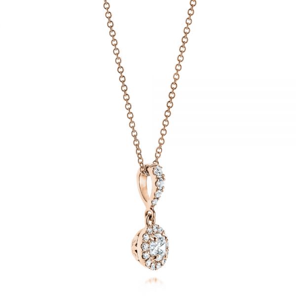 18k Rose Gold 18k Rose Gold Diamond Halo Drop Pendant - Flat View -  106340 - Thumbnail