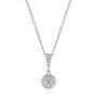  Platinum Platinum Diamond Halo Drop Pendant - Three-Quarter View -  106340 - Thumbnail