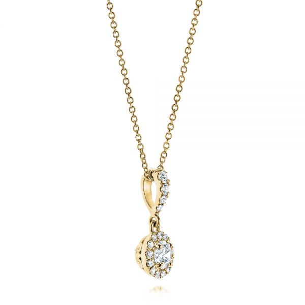 14k Yellow Gold 14k Yellow Gold Diamond Halo Drop Pendant - Flat View - 106340