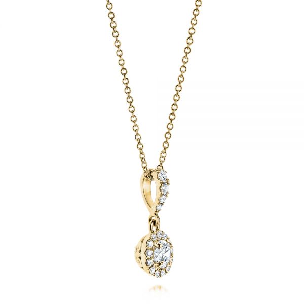 18k Yellow Gold 18k Yellow Gold Diamond Halo Drop Pendant - Flat View -  106340 - Thumbnail