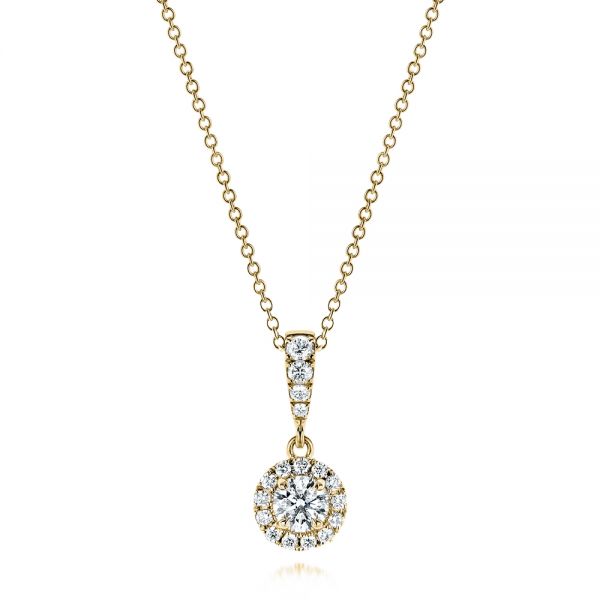 14k Yellow Gold 14k Yellow Gold Diamond Halo Drop Pendant - Three-Quarter View - 106340