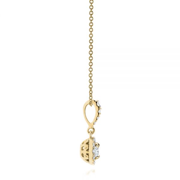 14k Yellow Gold 14k Yellow Gold Diamond Halo Drop Pendant - Side View - 106340