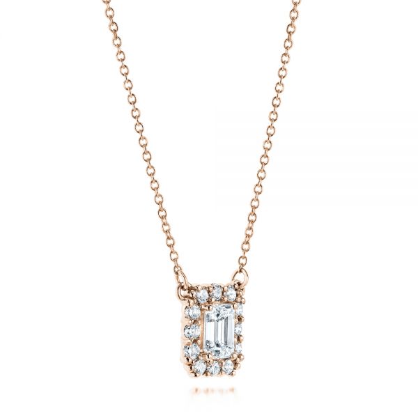 14k Rose Gold 14k Rose Gold Diamond Halo Pendant - Flat View - 106504