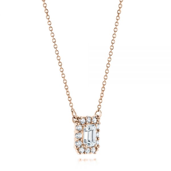 14k Rose Gold 14k Rose Gold Diamond Halo Pendant - Flat View -  106504