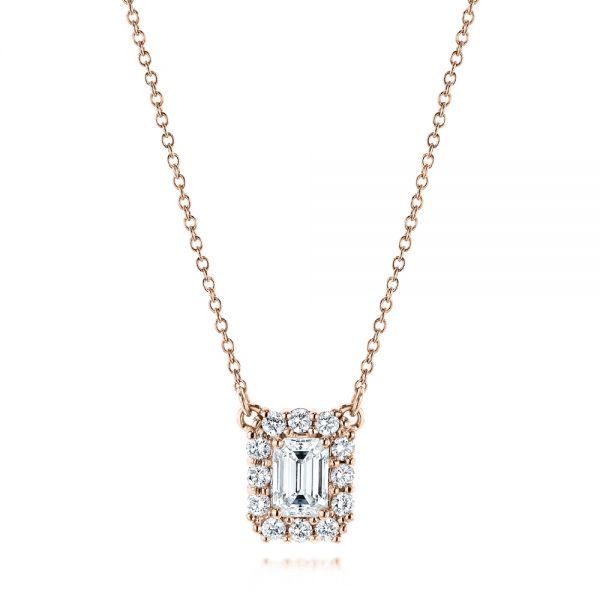 18k Rose Gold 18k Rose Gold Diamond Halo Pendant - Three-Quarter View -  106504