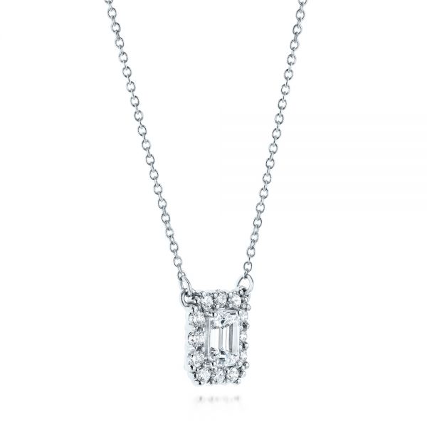 14k White Gold 14k White Gold Diamond Halo Pendant - Flat View - 106504
