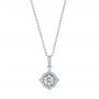 14k White Gold Diamond Halo Pendant - Three-Quarter View -  103989 - Thumbnail