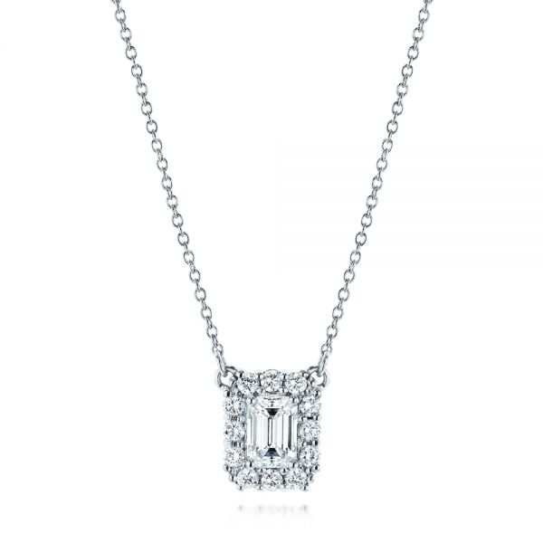  Platinum Platinum Diamond Halo Pendant - Three-Quarter View -  106504