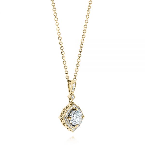 14k Yellow Gold 14k Yellow Gold Diamond Halo Pendant - Flat View - 103989