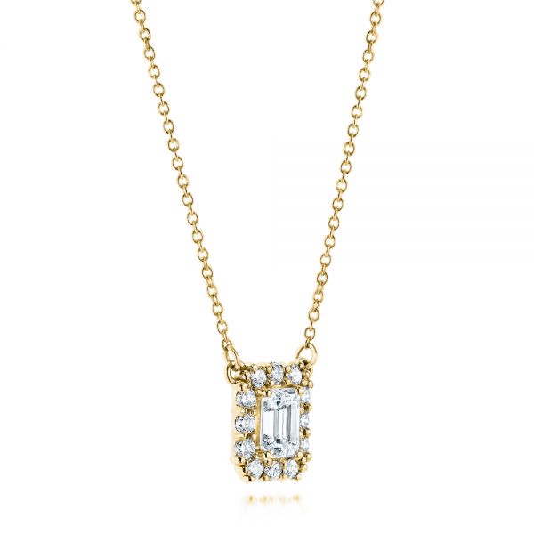 14k Yellow Gold 14k Yellow Gold Diamond Halo Pendant - Flat View - 106504