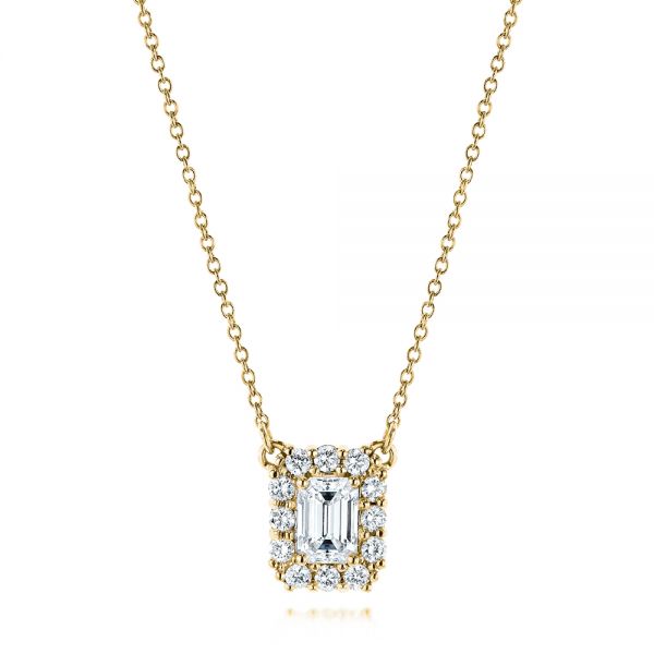 14k Yellow Gold 14k Yellow Gold Diamond Halo Pendant - Three-Quarter View -  106504